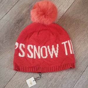 Indigo "Its Snow Time" l Ladies Knit Pom Pom Hat In Red